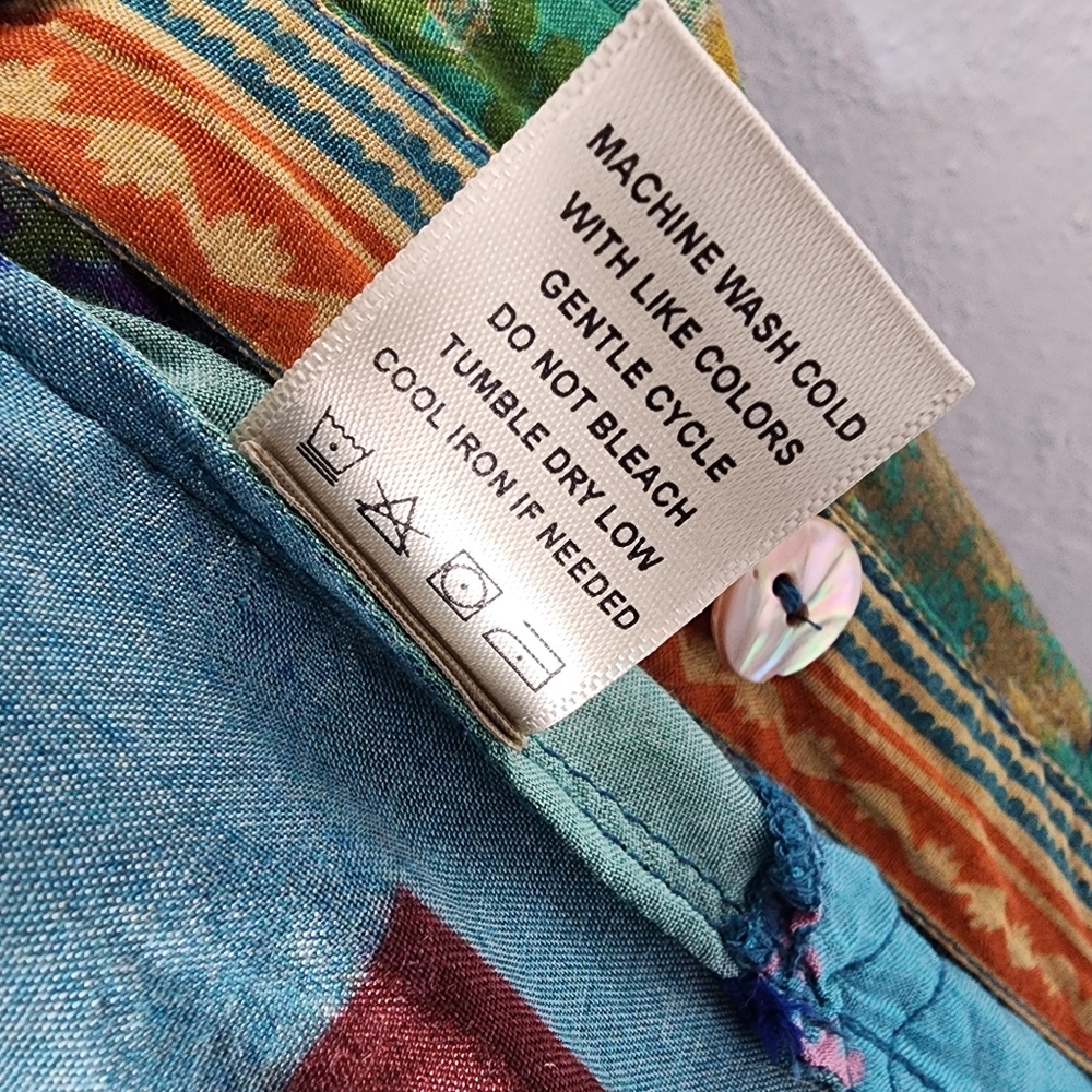 John Mark Abstract Patchwork Viscose Button Front… - image 7